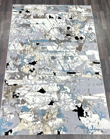 Ковер турецкий B037A SANANDAJ (Полиэстер хит-сет, бежевый, серый, голубой)