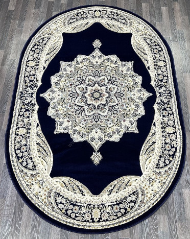 Ковер турецкий L045A Madison (PP Heatset Высокоплотный, синий) овальный