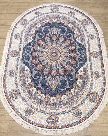 Ковер российский 29290-22833 Семеркант (PP Heatset Высокоплотный, бежевый, синий) овальный