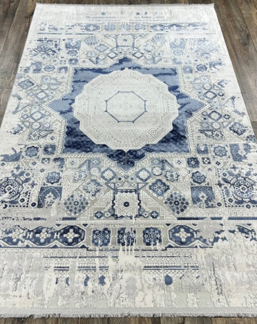 Ковер турецкий 03084A JULIA (Вискоза, синий, серый)