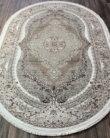 Турецкий ковер овальный Atlantik Hali Deco 10137A (Полиэстер, бежевый)